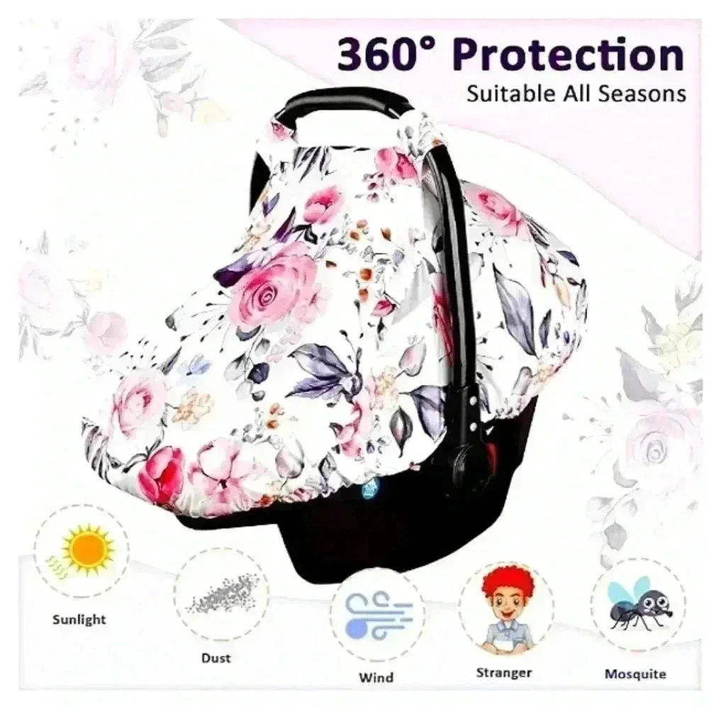 Baby car seat cover floral print - Picture 2 of 4